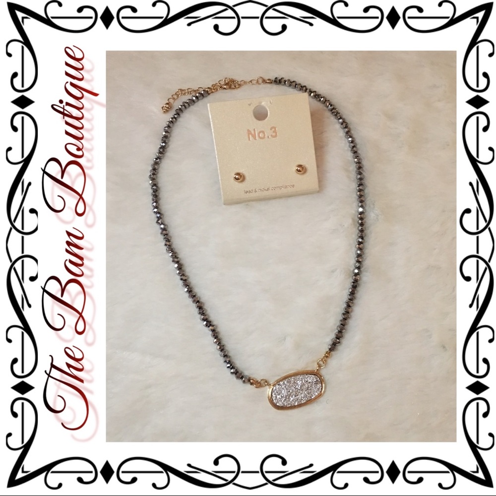 Druzy Oval Necklace/Earring Set